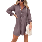 MARENE™ - Elegant Washed Puff Sleeve Mini Dress