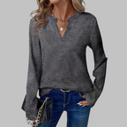 SHUKA™ - Cozy V-Neck Long Sleeve Blouse