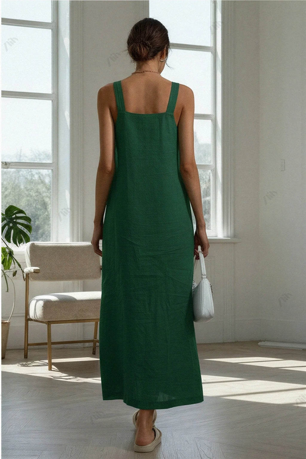 French Cotton and Linen Midi Dress