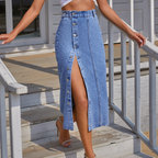 XIANI™ - Casual Button Front Slit Skirt