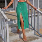 XIANI™ - Casual Button Front Slit Skirt