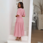 NAMU™ - Classy V-Neck Long Sleeve A-Line Maxi Dress