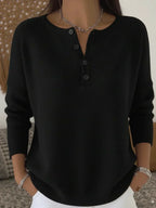 Helena™ | Henley Button-Up Knit Sweater