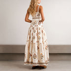 Blair - Women's Vintage Floral Tiered Boho Maxi Dress