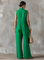Women's Minimalist Loose-Fit Linen-Blend Jumpsuit