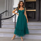 HALI™ - Vintage Ruffle Hem Tie Shoulder Formal Dress