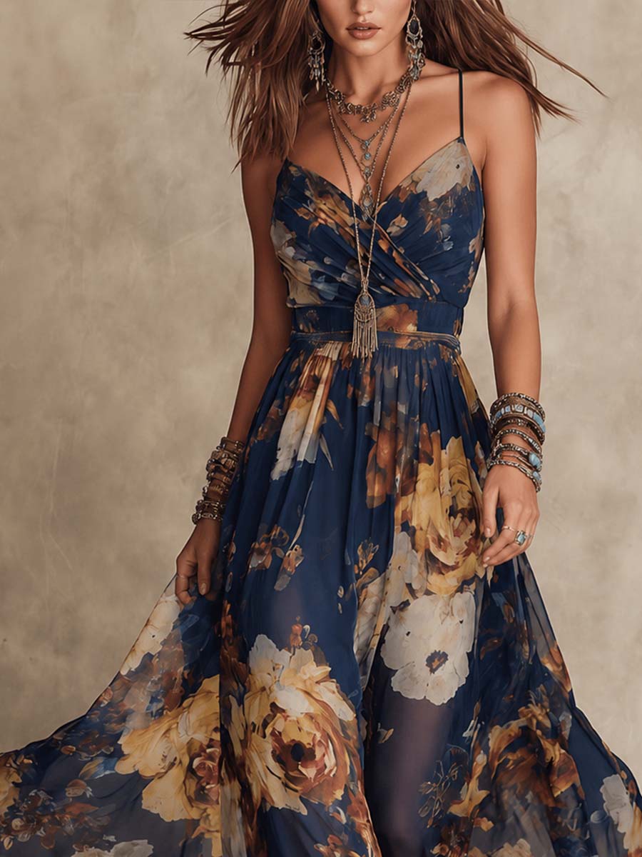 Floral Chiffon Maxi Dress