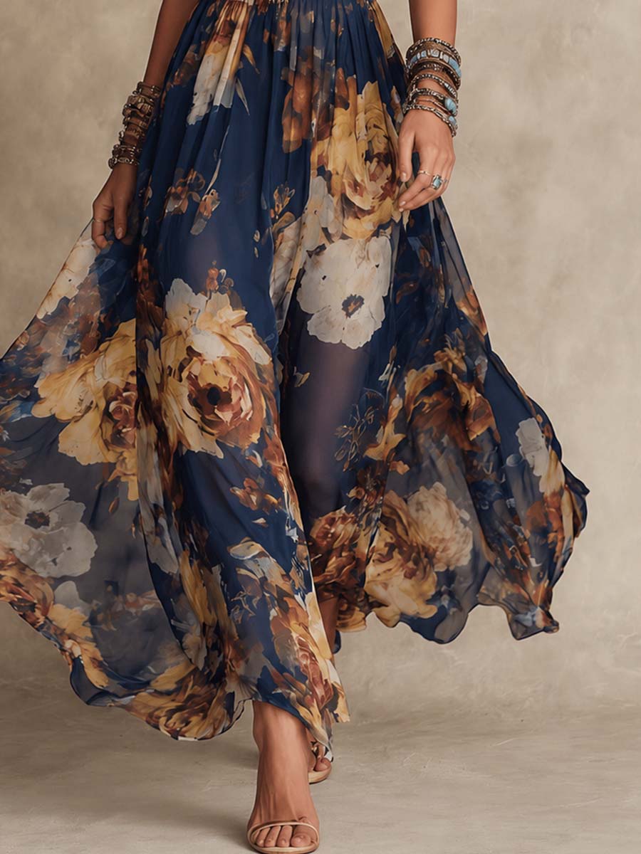 Floral Chiffon Maxi Dress