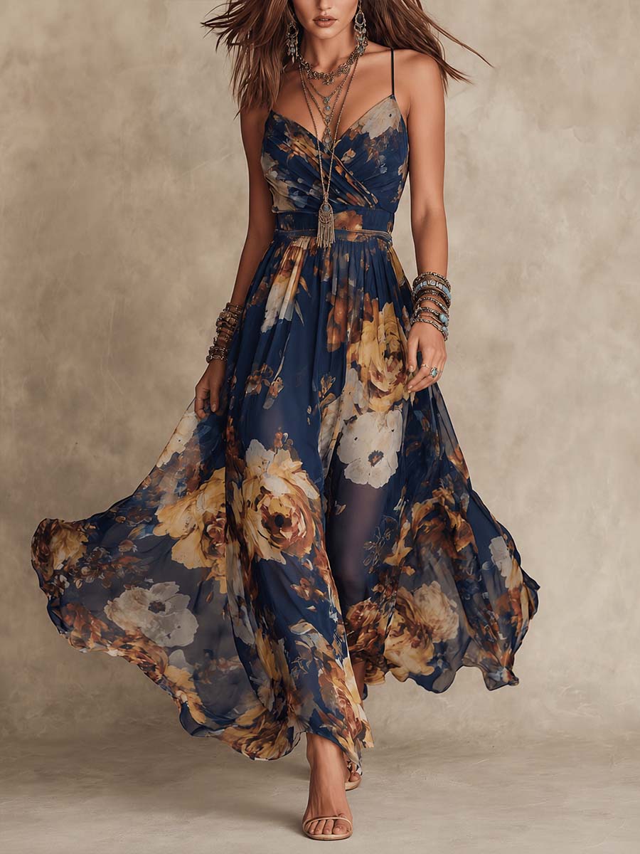 Floral Chiffon Maxi Dress