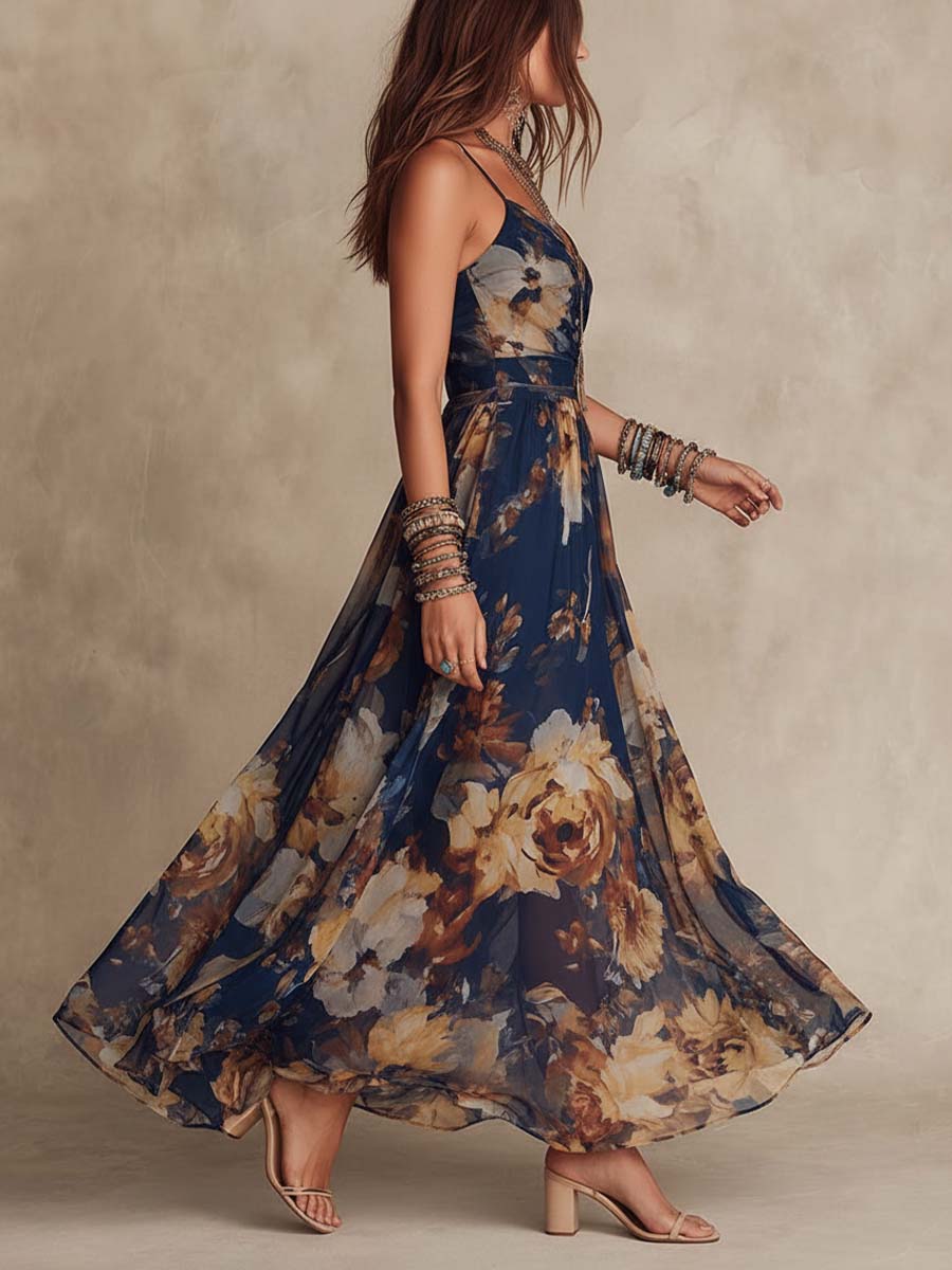 Floral Chiffon Maxi Dress