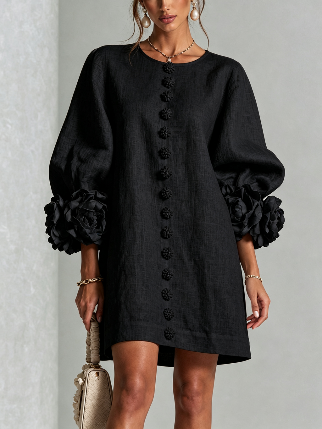FLORENCE | FLORAL BUTTON-FRONT MINI DRESS