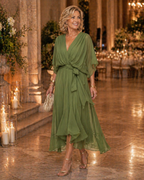 Monica™ | Graceful V-Neck Midi Dress